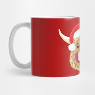 Scottish Highland Cow Christmas Santa Hat Mug